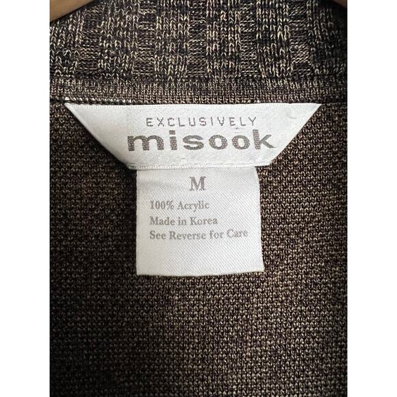 Misook Sweater Jacket Medium Full Zip Black Brown Animal Leopard Print Acrylic - Picture 3 of 6